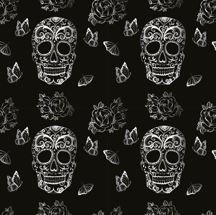 Skulls & Butterflies Custom Mural Wallpaper (per m²)