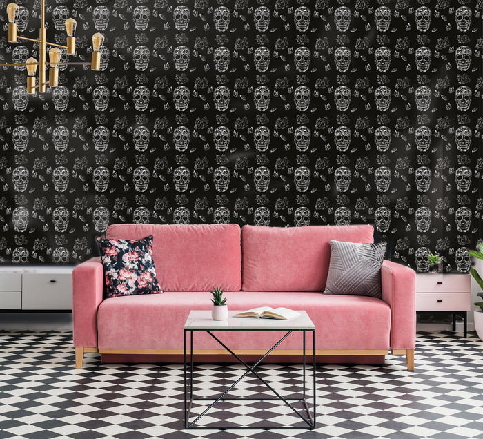 Skulls & Butterflies Custom Mural Wallpaper (per m²)