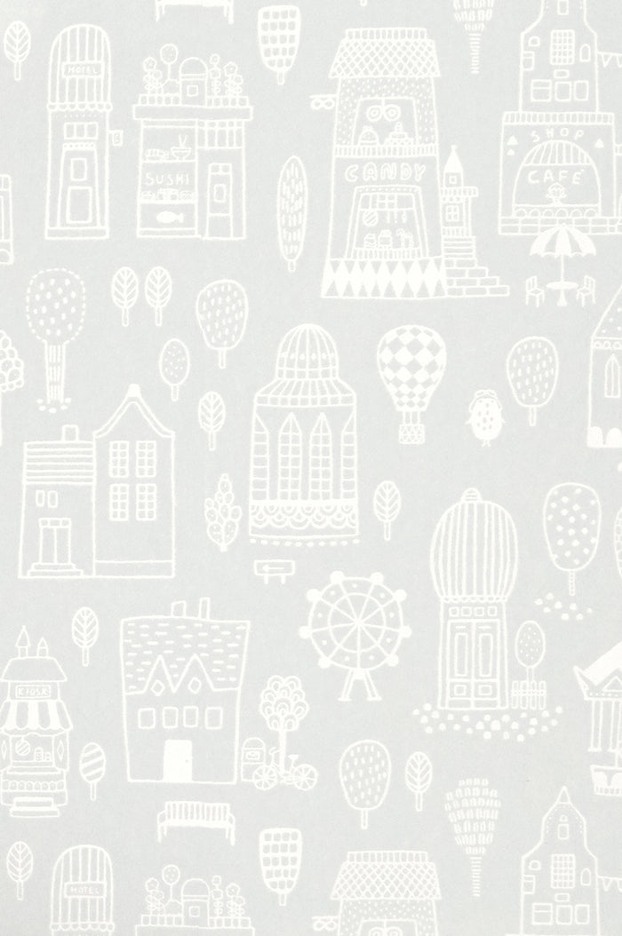 Small Town Wallpaper - Grey