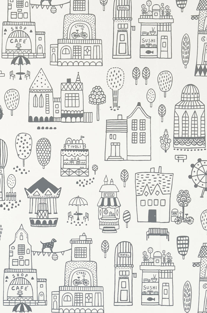Small Town Wallpaper - Soft Black