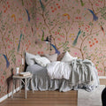 Songbirds - Pink - Custom Sized Wallpaper Mural (per m2)