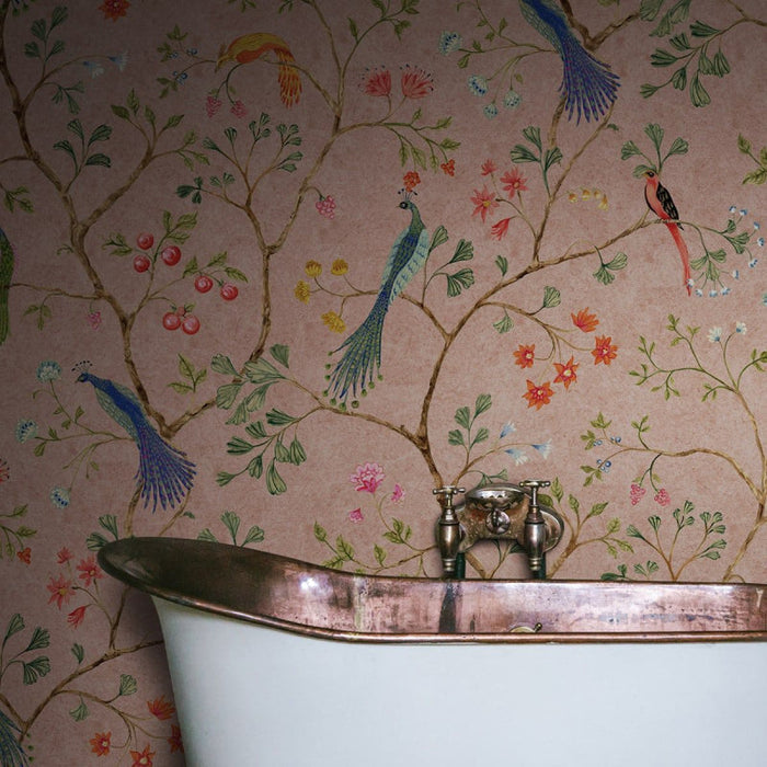 Songbirds - Pink - Custom Sized Wallpaper Mural (per m2)