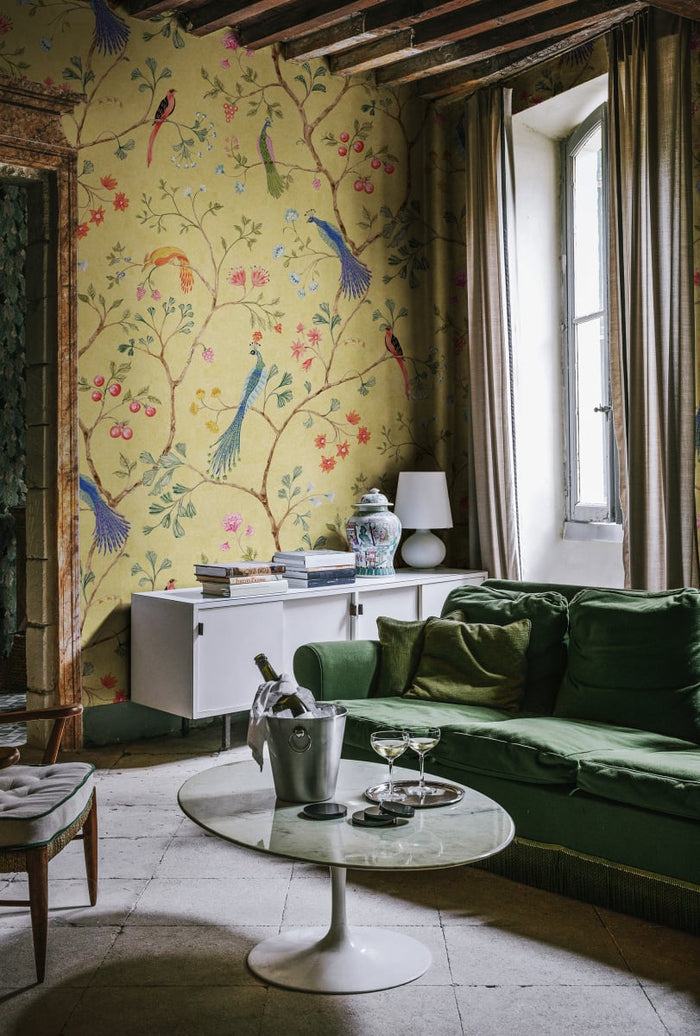 Songbirds - Saffron - Custom Sized Wallpaper Mural (per m2)