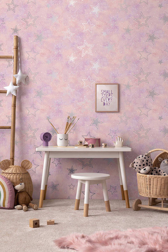 Stardust - Enchanting Wallpaper - Pink / Silver