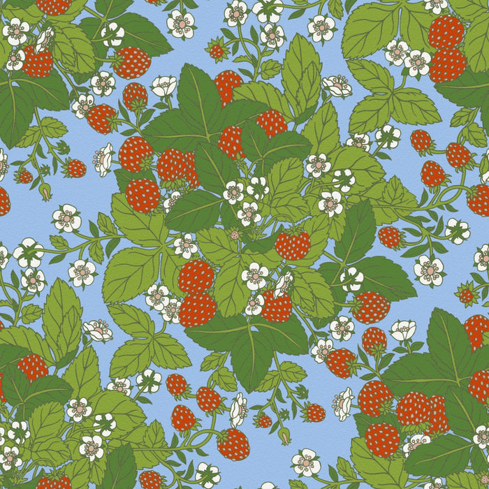 Strawberry Fields - Custom Sized Wallpaper Mural (per m2) - Blue Multi