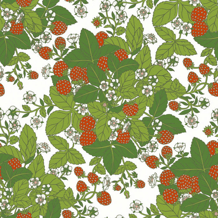Strawberry Fields - Custom Sized Wallpaper Mural (per m2) - White Multi