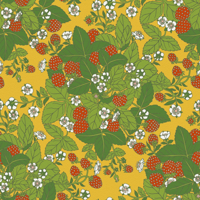 Strawberry Fields - Custom Sized Wallpaper Mural (per m2) - Yellow Multi