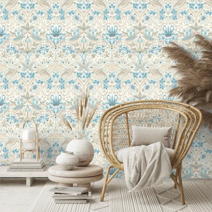 Strawberry Thief Wallpaper - Slate/Vellum
