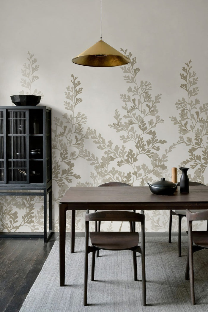 Summer Leaf - Custom Sized Wallpaper Mural (per m2) - Beige