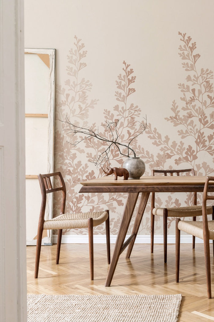 Summer Leaf - Custom Sized Wallpaper Mural (per m2) - Warm Red
