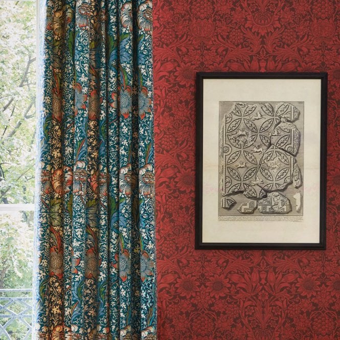 Sunflower Wallpaper - Chocolate/Red