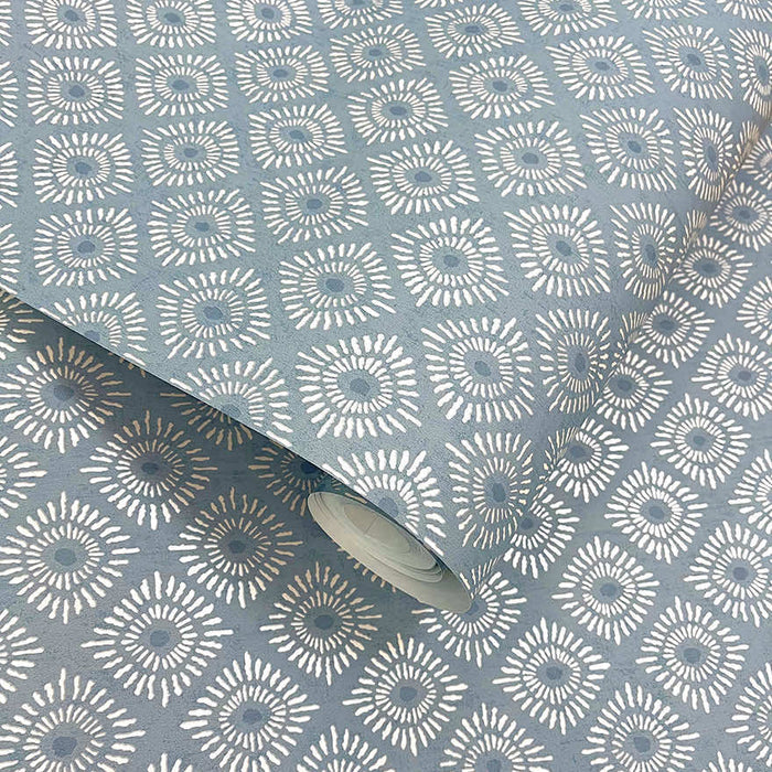 Roll of Sunstone wallpaper in Blue