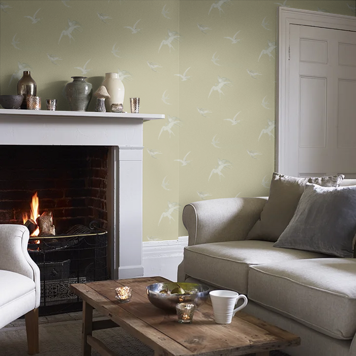 Swallows Wallpaper - Gold