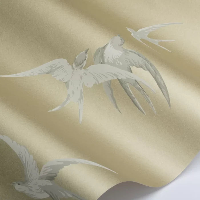 Swallows Wallpaper - Gold