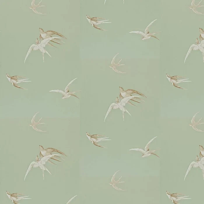 Swallows Wallpaper - Grey Green