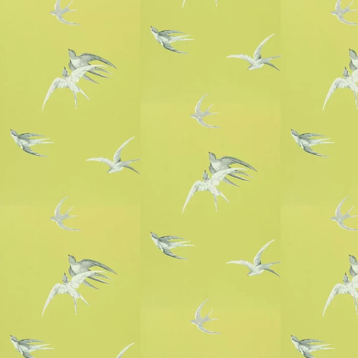 Swallows Wallpaper - Lime