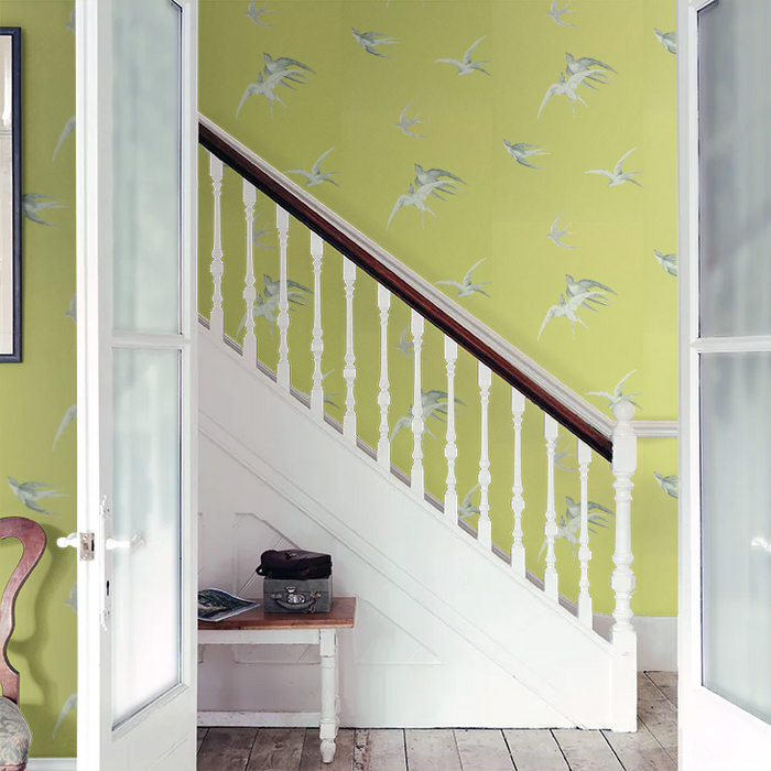 Swallows Wallpaper - Lime
