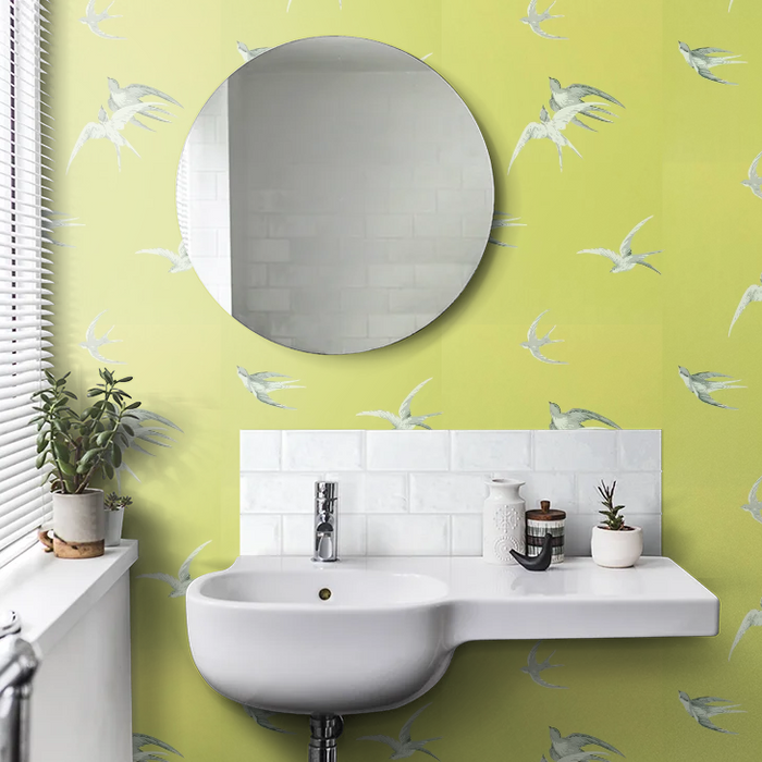 Swallows Wallpaper - Lime