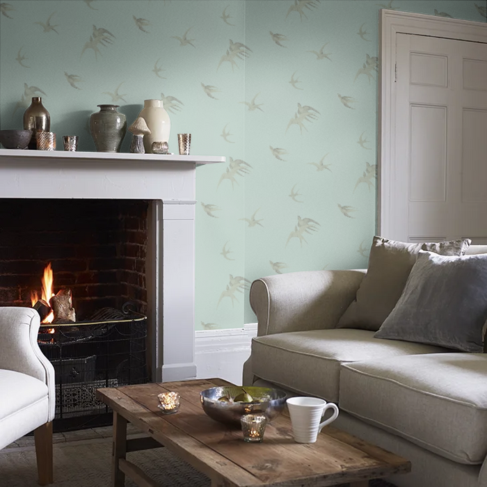 Swallows Wallpaper - Scotch Grey