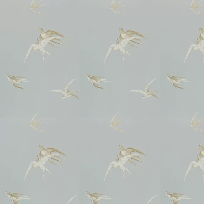 Swallows Wallpaper - Soft Grey