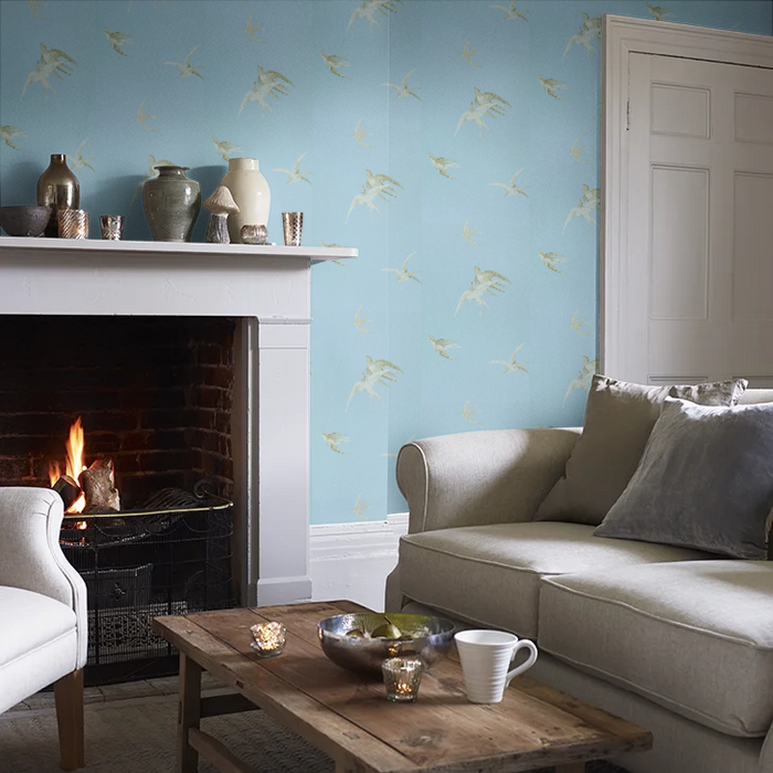 Swallows Wallpaper - Wedgwood Blue