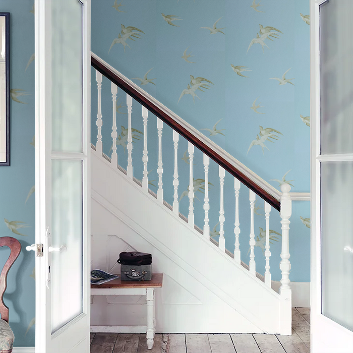 Swallows Wallpaper - Wedgwood Blue