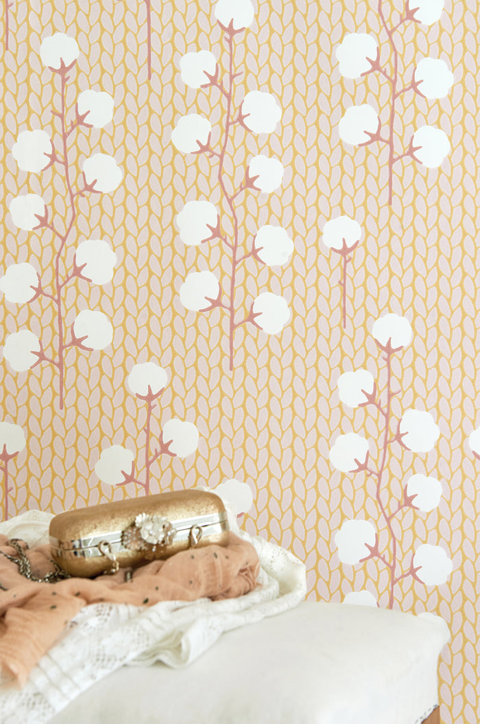 Sweet Cotton Wallpaper - Pink