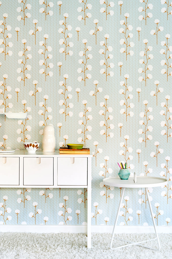 Sweet Cotton Wallpaper - Turquoise