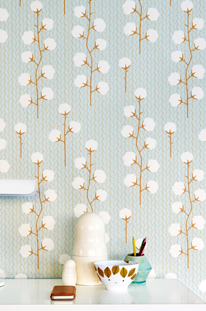 Sweet Cotton Wallpaper - Turquoise