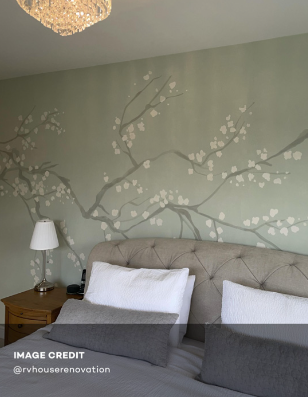 Takeda Cherry Blossom - Custom sized wallpaper mural (per/m2) - Duck Egg