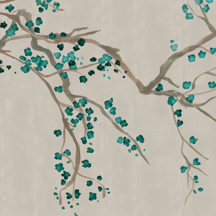 Takeda Cherry Blossom - Custom sized wallpaper mural (per/m2) - Jade
