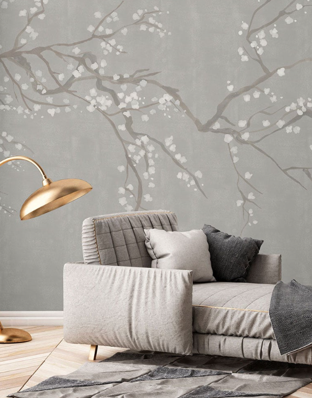 Takeda Cherry Blossom - Custom sized wallpaper mural (per/m2) - Snow