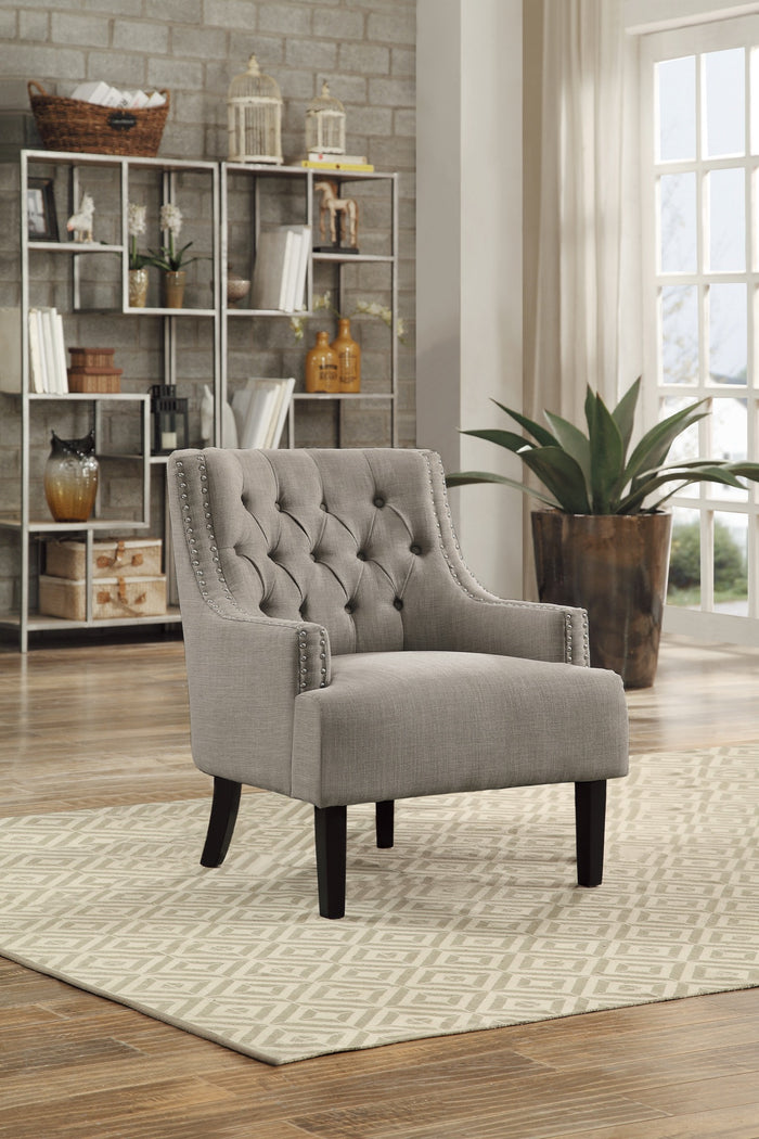 Taupe Nailhead Accent Chair - Adams Furniture