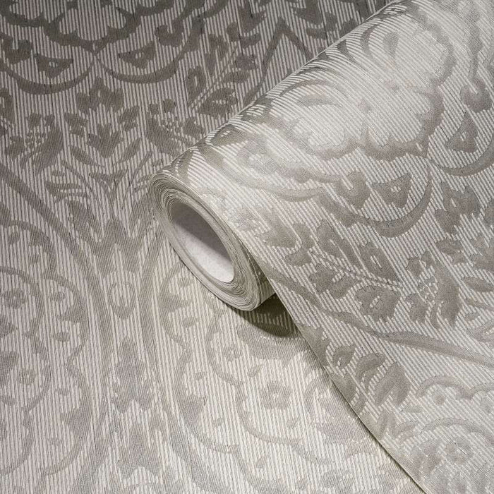 Textured Damask Textured Wallpaper - Beige Brown - Discontinuing