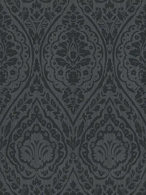 Textured Damask Textured Wallpaper - Grey/Black - Discontinuing