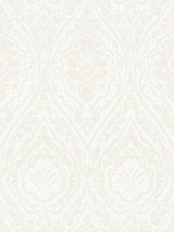 Textured Damask Textured Wallpaper - White - Discontinuing