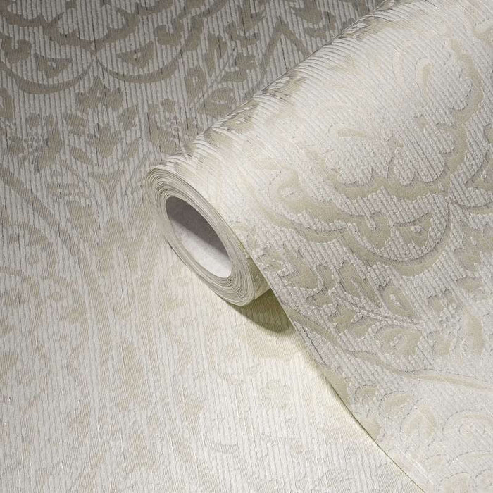 Textured Damask Textured Wallpaper - White - Discontinuing