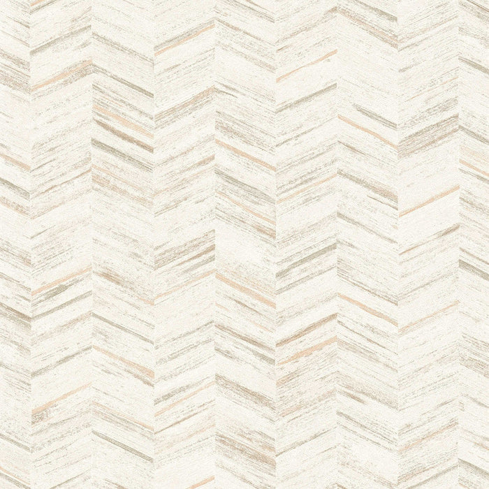 Textured Herringbone Vinyl Wallpaper - Beige Cream