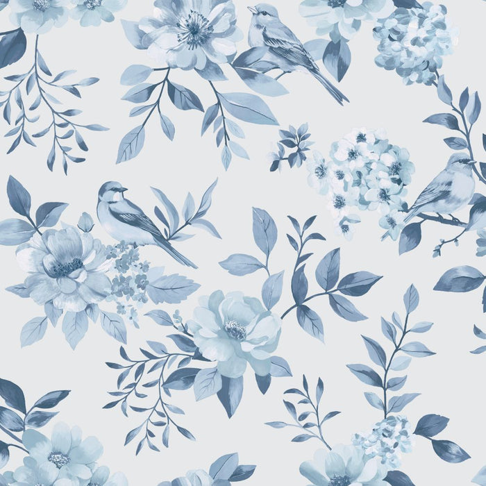 The Bird Garden – Feathered Hideaway Wallpaper – Blue
