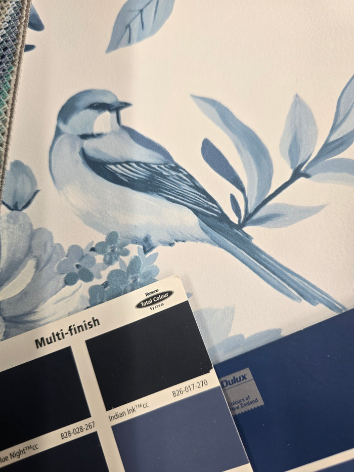 The Bird Garden – Feathered Hideaway Wallpaper – Blue