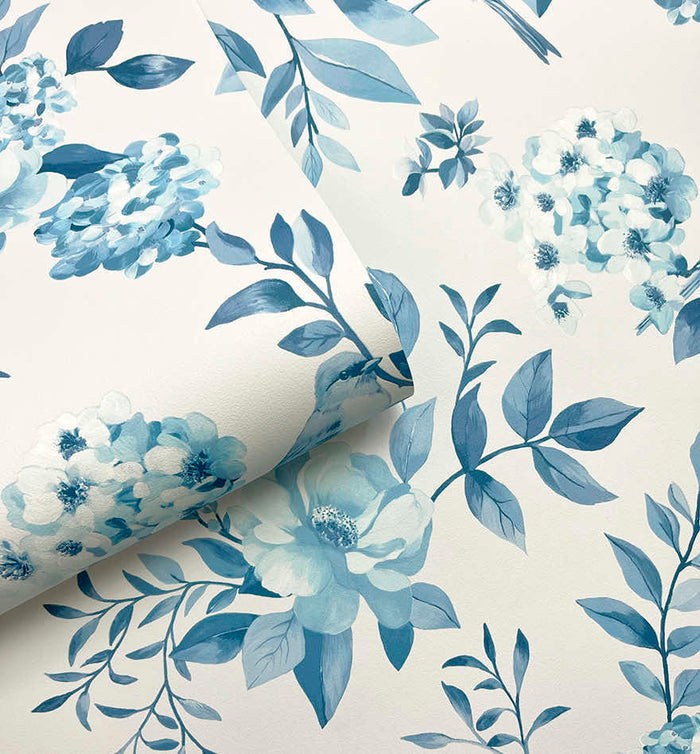 The Bird Garden – Feathered Hideaway Wallpaper – Blue