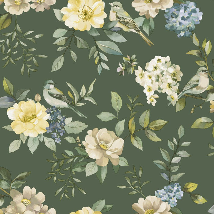The Bird Garden – Feathered Hideaway Wallpaper – Green