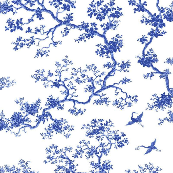 The Cranes - Florence Broadhurst Wallpaper - China Blue