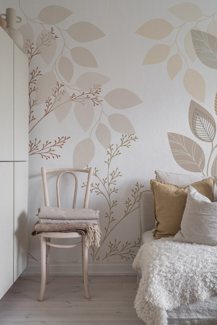 The Meadow - Custom Sized Wallpaper Mural (per m2) - Beige Rust