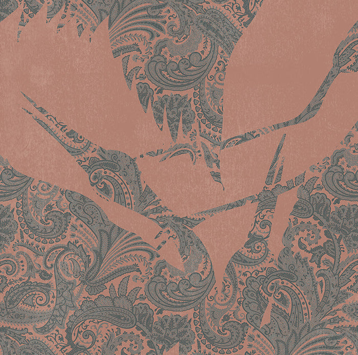 The Swoop Heron Hybrid Mural Wallpaper - Burnt Sienna
