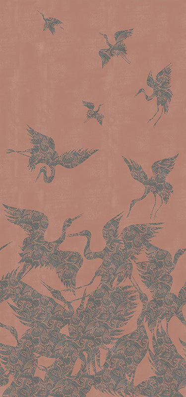 The Swoop Heron Hybrid Mural Wallpaper - Burnt Sienna