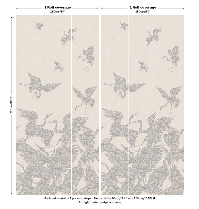 The Swoop Heron Hybrid Mural Wallpaper - Cream