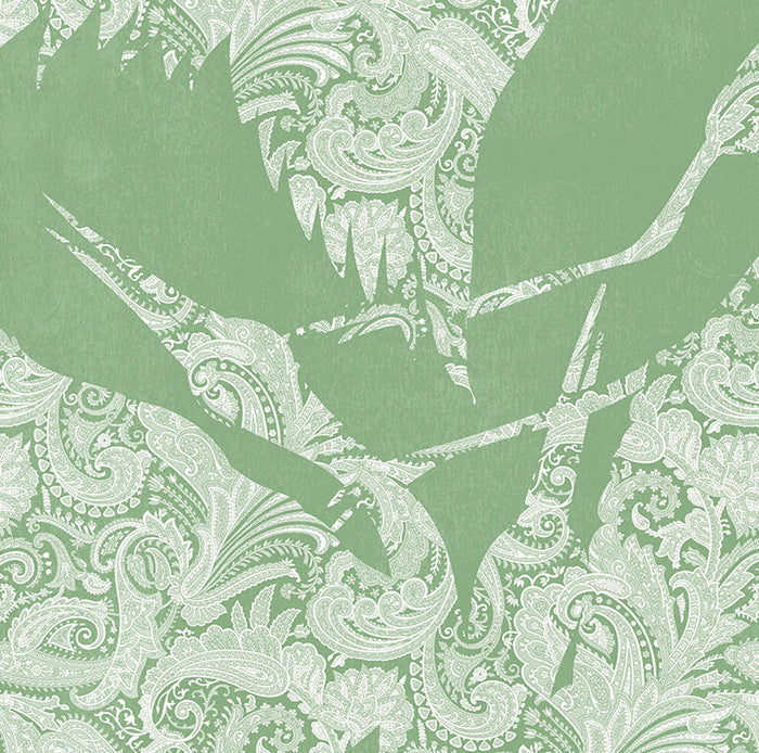 The Swoop Heron Hybrid Mural Wallpaper - Mint