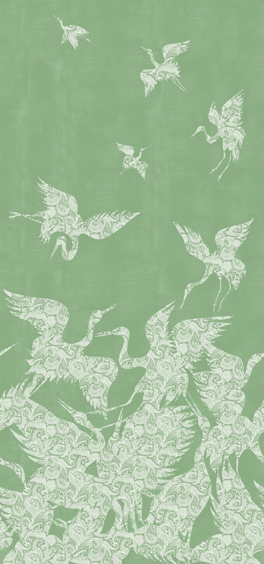 The Swoop Heron Hybrid Mural Wallpaper - Mint