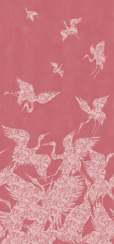 The Swoop Heron Hybrid Mural Wallpaper - Pink